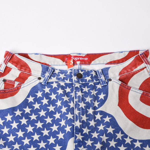 新品未使用品 Supreme シュプリーム 26SS フラッグ ダブルニー ペインターパンツ マルチカラー コットン サイズ32 中古 4b014177