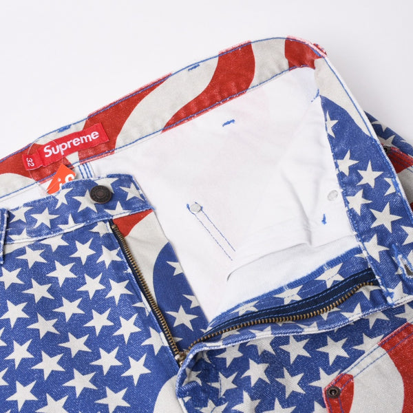 新品未使用品 Supreme シュプリーム 26SS フラッグ ダブルニー ペインターパンツ マルチカラー コットン サイズ32 中古 4b014177