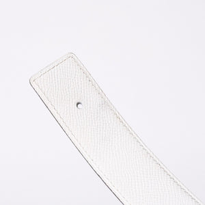 HERMES エルメス ベルト バックル Hロゴ ダイヤ □O刻 リバーシブル ブルー ホワイト サイズ90 シルバー金具 美品 中古 4b014028