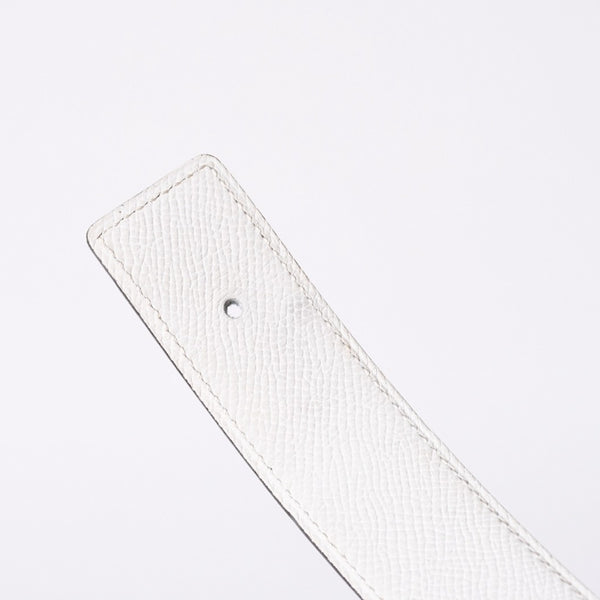 HERMES エルメス ベルト バックル Hロゴ ダイヤ □O刻 リバーシブル ブルー ホワイト サイズ90 シルバー金具 美品 中古 4b014028