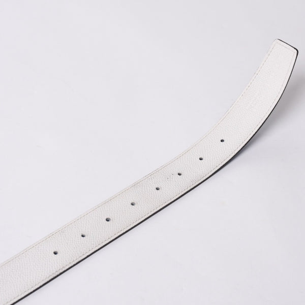 HERMES エルメス ベルト バックル Hロゴ ダイヤ □O刻 リバーシブル ブルー ホワイト サイズ90 シルバー金具 美品 中古 4b014028