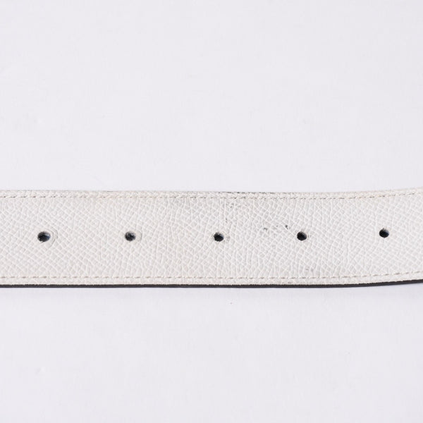 HERMES エルメス ベルト バックル Hロゴ ダイヤ □O刻 リバーシブル ブルー ホワイト サイズ90 シルバー金具 美品 中古 4b014028