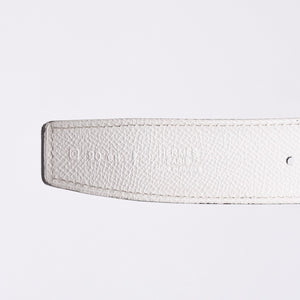 HERMES エルメス ベルト バックル Hロゴ ダイヤ □O刻 リバーシブル ブルー ホワイト サイズ90 シルバー金具 美品 中古 4b014028