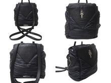 画像をギャラリービューアに読み込む, CHROME HEARTS クロムハーツ ラージダガー ナイロン切り替え レザーバックパック ブラック 美品 中古 4b003718