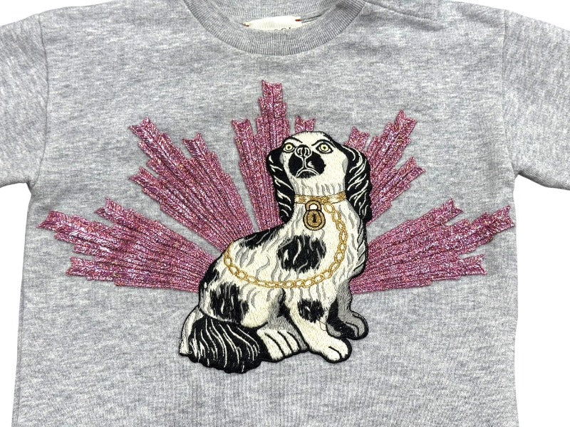 GUCCI childrens グッチ キッズ スウェットシャツ グレー １8/24m 543890 コットン 刺繍 犬 ドック 美品 中古 4b046206