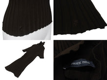 Load image into Gallery viewer, 極美品 PHOEBE PHILO フィービー ファイロ リブニットトップス プリーツ BK79 YV4532 705DK ブラウン サイズS 中古 4b005743