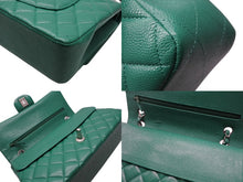 画像をギャラリービューアに読み込む, 新品同様 CHANEL シャネル Wフラップマトラッセ25 チェーンショルダーバッグ 30番台 キャビアスキン グリーン シルバー金具 中古 4b010762