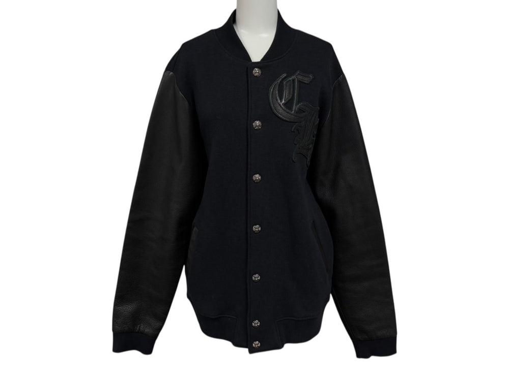 Very Good Condition CHROME HEARTS CH Logo Stadium Jumper Cross Ball Size L Navy Used 4b010041