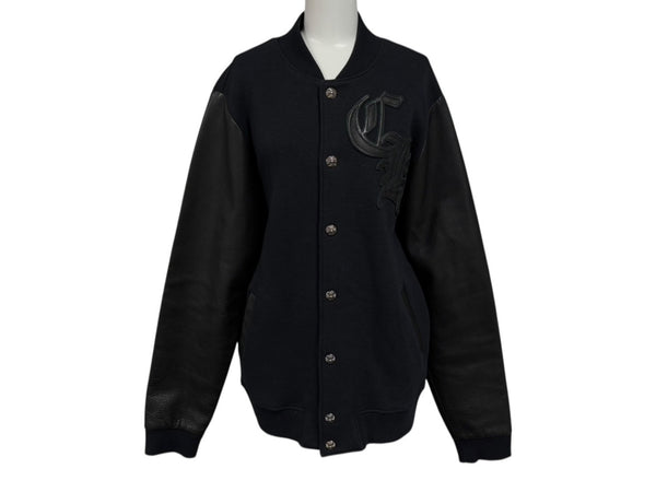 極美品 CHROME HEARTS クロムハーツ CHロゴ スタジャン クロスボール サイズL ネイビー 中古 4b010041