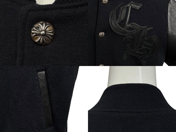 極美品 CHROME HEARTS クロムハーツ CHロゴ スタジャン クロスボール サイズL ネイビー 中古 4b010041