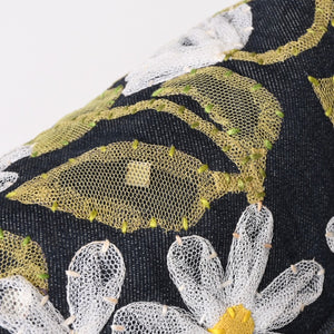 Very Good Condition FENDI Flower Denim Mamma Bucket Embroidery Embroidery Navy Silver Hardware 2384-26335-008 Used 4b012491