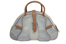 Load image into Gallery viewer, CHRISTIAN DIOR クリスチャンディオール ダブルサドルボウラーバッグ ハンドバッグ MA0031 デニム レザー ブルー ブラウン 美品 中古 4b010574