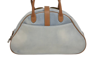 CHRISTIAN DIOR クリスチャンディオール ダブルサドルボウラーバッグ ハンドバッグ MA0031 デニム レザー ブルー ブラウン 美品 中古 4b010574