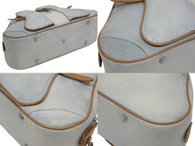 Load image into Gallery viewer, CHRISTIAN DIOR クリスチャンディオール ダブルサドルボウラーバッグ ハンドバッグ MA0031 デニム レザー ブルー ブラウン 美品 中古 4b010574