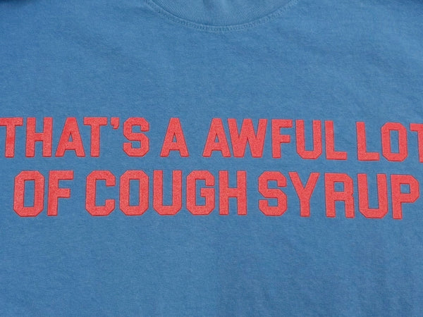 THAT'S A AWFUL LOT OF COUGH SYRUP Desto Dubb デスト ダブ tシャツ 半袖 サイズL ブルー レッド 美品 中古 010613