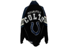 画像をギャラリービューアに読み込む, NFL エヌエフエル ヴィンテージ スタジャン ジャケット RN54163 スウェードレザー ブラック ブルー サイズXL 美品 中古 4b010621