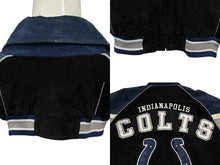 画像をギャラリービューアに読み込む, NFL エヌエフエル ヴィンテージ スタジャン ジャケット RN54163 スウェードレザー ブラック ブルー サイズXL 美品 中古 4b010621