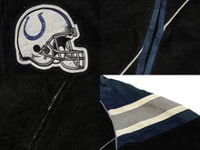 画像をギャラリービューアに読み込む, NFL エヌエフエル ヴィンテージ スタジャン ジャケット RN54163 スウェードレザー ブラック ブルー サイズXL 美品 中古 4b010621