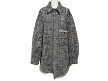 Load image into Gallery viewer, 極美品 Valentino ヴァレンチノ スタッズ ツイードジャケット ブラック ホワイト サイズ M ブラック金具 中古 4b011448