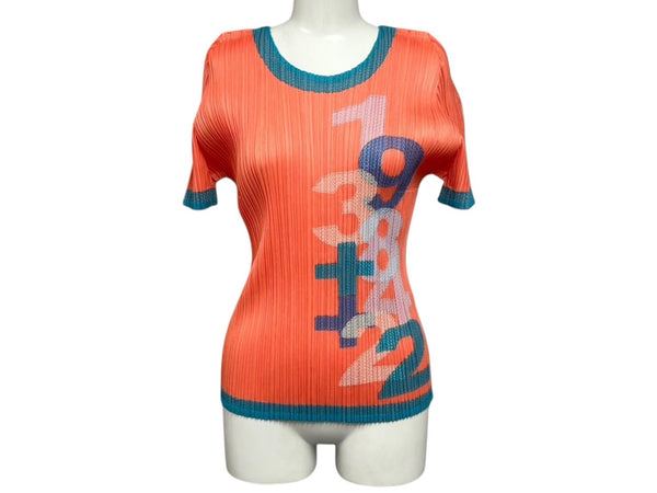 極美品 ISSEY MIYAKE イッセイミヤケ PLEATS PLEASE プリーツプリーズ 半袖カットソー PP81-JK551 サイズ3 オレンジ 中古 4b010943