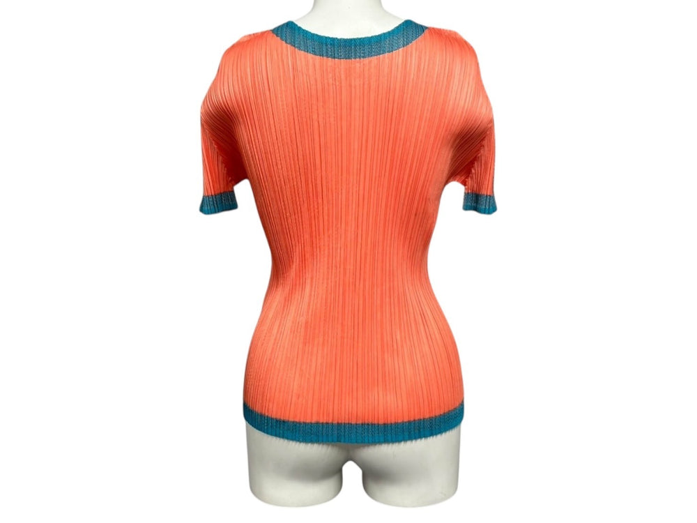 極美品 ISSEY MIYAKE イッセイミヤケ PLEATS PLEASE プリーツプリーズ 半袖カットソー PP81-JK551 サイズ3 オレンジ 中古 4b010943