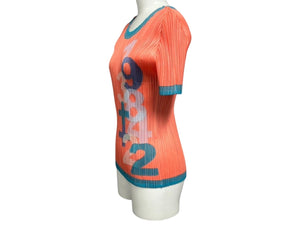 極美品 ISSEY MIYAKE イッセイミヤケ PLEATS PLEASE プリーツプリーズ 半袖カットソー PP81-JK551 サイズ3 オレンジ 中古 4b010943