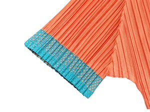 極美品 ISSEY MIYAKE イッセイミヤケ PLEATS PLEASE プリーツプリーズ 半袖カットソー PP81-JK551 サイズ3 オレンジ 中古 4b010943