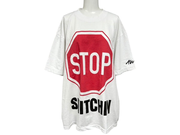 新品未使用品 AWGE STOP SNITCHIN A$AP ROCKY エイサップロッキー 半袖 Ｔシャツ ホワイト レッド コットン サイズL 中古 4b011195