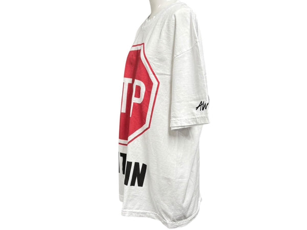 新品未使用品 AWGE STOP SNITCHIN A$AP ROCKY エイサップロッキー 半袖 Ｔシャツ ホワイト レッド コットン サイズL 中古 4b011195