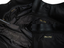 画像をギャラリービューアに読み込む, MIU MIU ミュウ ミュウ バック ワンショルダーバック レザー ホーボー バッグ ブラック 黒 美品 中古 010686