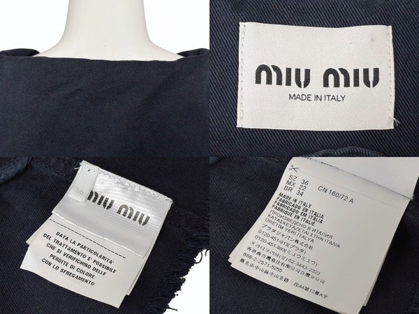 miu miu ミュウミュウ セーラーカラー クロップド ジャケット サイズ 36 ネイビー 美品 中古 010690