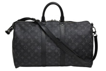 画像をギャラリービューアに読み込む, 極美品 LOUIS VUITTON ルイヴィトン エクリプス キーポル バンドリエール45 ボストンバッグ M40569 シルバー金具 ブラック 中古 4b010733