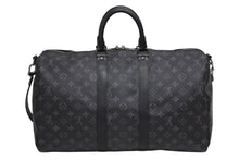 画像をギャラリービューアに読み込む, 極美品 LOUIS VUITTON ルイヴィトン エクリプス キーポル バンドリエール45 ボストンバッグ M40569 シルバー金具 ブラック 中古 4b010733