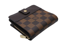 画像をギャラリービューアに読み込む, 極美品 LOUIS VUITTON ルイヴィトン 二つ折り財布 コンパクトジップ M61668 ダミエキャンバス エベヌ ゴールド金具 中古 4b010769