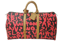 画像をギャラリービューアに読み込む, LOUIS VUITTON ルイヴィトン モノグラム グラフィティ スティーブン スプラウス ピンク キーポル 50cm M93698 ボストンバッグ 美品 中古 4b001077