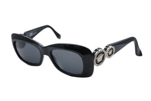 Load image into Gallery viewer, 極美品 VERSACE ヴェルサーチ サングラス メドゥーサロゴ MOD.417 ブラック ゴールド プラスチック 中古 4b011296