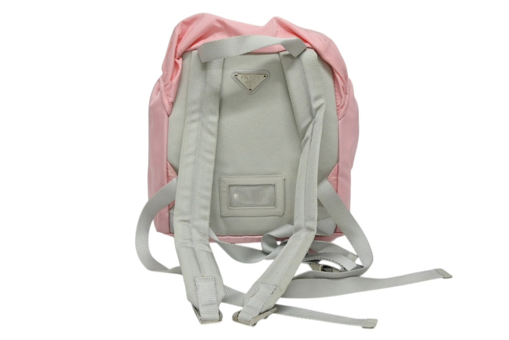PRADA プラダ ナイロン トライアングルロゴ ロゴ金具 リュックサック ピンク グレー 美品 中古 4b010786