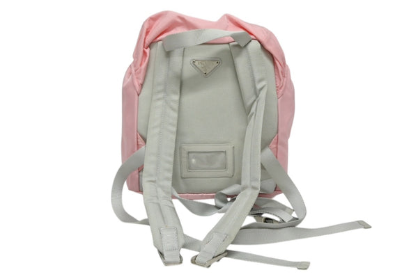 PRADA プラダ ナイロン トライアングルロゴ ロゴ金具 リュックサック ピンク グレー 美品 中古 4b010786
