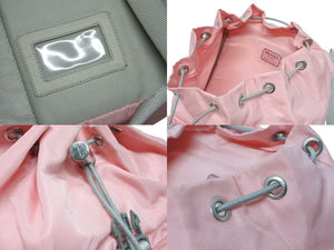 PRADA プラダ ナイロン トライアングルロゴ ロゴ金具 リュックサック ピンク グレー 美品 中古 4b010786