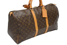 画像をギャラリービューアに読み込む, LOUIS VUITTON ルイヴィトン キーポル50 ボストンバッグ M41426 モノグラム PVC レザー モノグラム ゴールド金具 美品 中古 4b010804