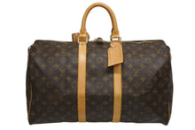 画像をギャラリービューアに読み込む, LOUIS VUITTON ルイヴィトン モノグラム キーポル45 ボストンバッグ M41428 PVC ヌメ革 ブラウン ゴールド金具 美品 中古 4b010817