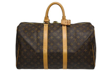 画像をギャラリービューアに読み込む, LOUIS VUITTON ルイヴィトン モノグラム キーポル45 ボストンバッグ M41428 PVC ヌメ革 ブラウン ゴールド金具 美品 中古 4b010817