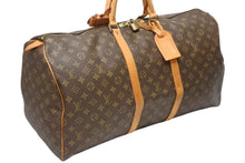 Load image into Gallery viewer, LOUIS VUITTON ルイヴィトン キーポル55 ボストンバッグ M41424 モノグラム PVC ヌメ革 ブラウン 美品 中古 4b010839