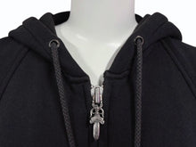 画像をギャラリービューアに読み込む, CHROME HEARTS クロムハーツ CHプラスパッチ スクロールラベル ダガージップ フードベスト サイズL ブラック 美品 中古 4b010875