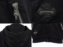 画像をギャラリービューアに読み込む, CHROME HEARTS クロムハーツ CHプラスパッチ スクロールラベル ダガージップ フードベスト サイズL ブラック 美品 中古 4b010875
