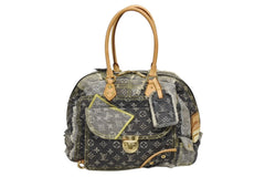LOUIS VUITTON ルイヴィトン ボウリィ ハンドバッグ M95377 モノグラム デニム ブラック グレー 美品 中古 4b010985