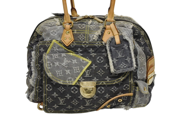 LOUIS VUITTON ルイヴィトン ボウリィ ハンドバッグ M95377 モノグラム デニム ブラック グレー 美品 中古 4b010985