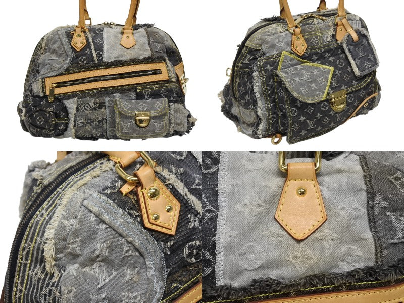 LOUIS VUITTON Bowley Handbag M95377 Monogram Denim Black Gray Good Condition Used 4b010985