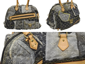 LOUIS VUITTON ルイヴィトン ボウリィ ハンドバッグ M95377 モノグラム デニム ブラック グレー 美品 中古 4b010985