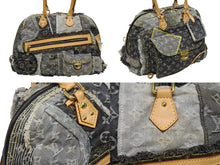Load image into Gallery viewer, LOUIS VUITTON ルイヴィトン ボウリィ ハンドバッグ M95377 モノグラム デニム ブラック グレー 美品 中古 4b010985